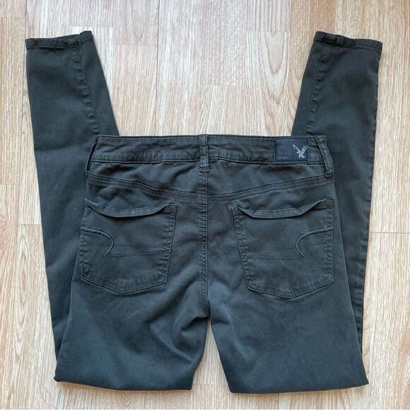 American Eagle Dark Grey/Green Jeggings - Size: 6 Regular - Picture 6 of 9
